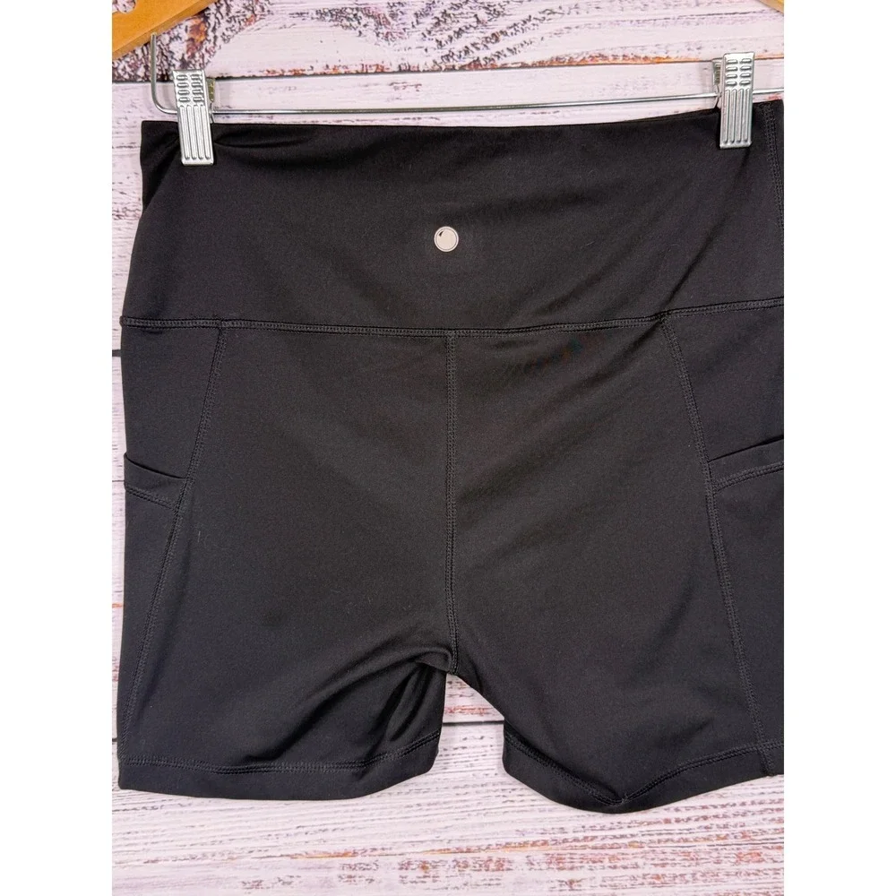 Yogalicious Lux Biker Shorts Womens Medium Black Side Pocket High Waist Athletic